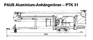Technische Zeichnung Aluminium-Anhängerkran PTK 31